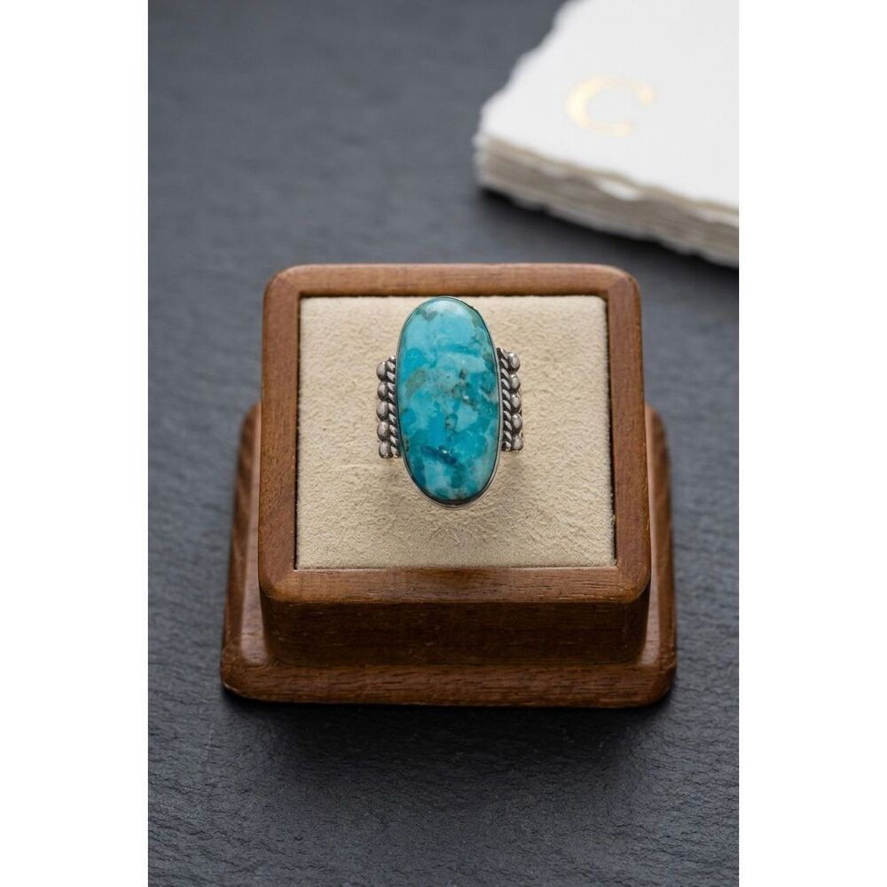 Stunning Southwest Sterling Silver Turquoise Statement Boho Ring - New